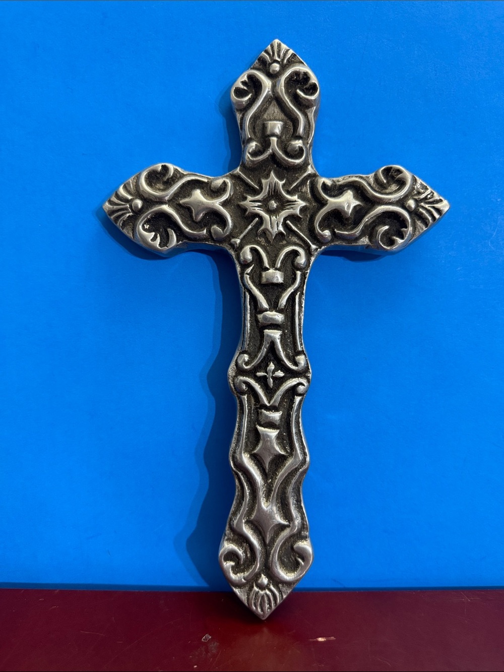 Alacarte 40 Ornate Decorative Cross Wall Accent in Aged Silver Tone made Mexico